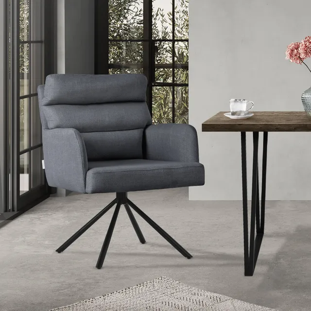 ECD Germany Chaise salle à manger pivotante anthracite 120kg