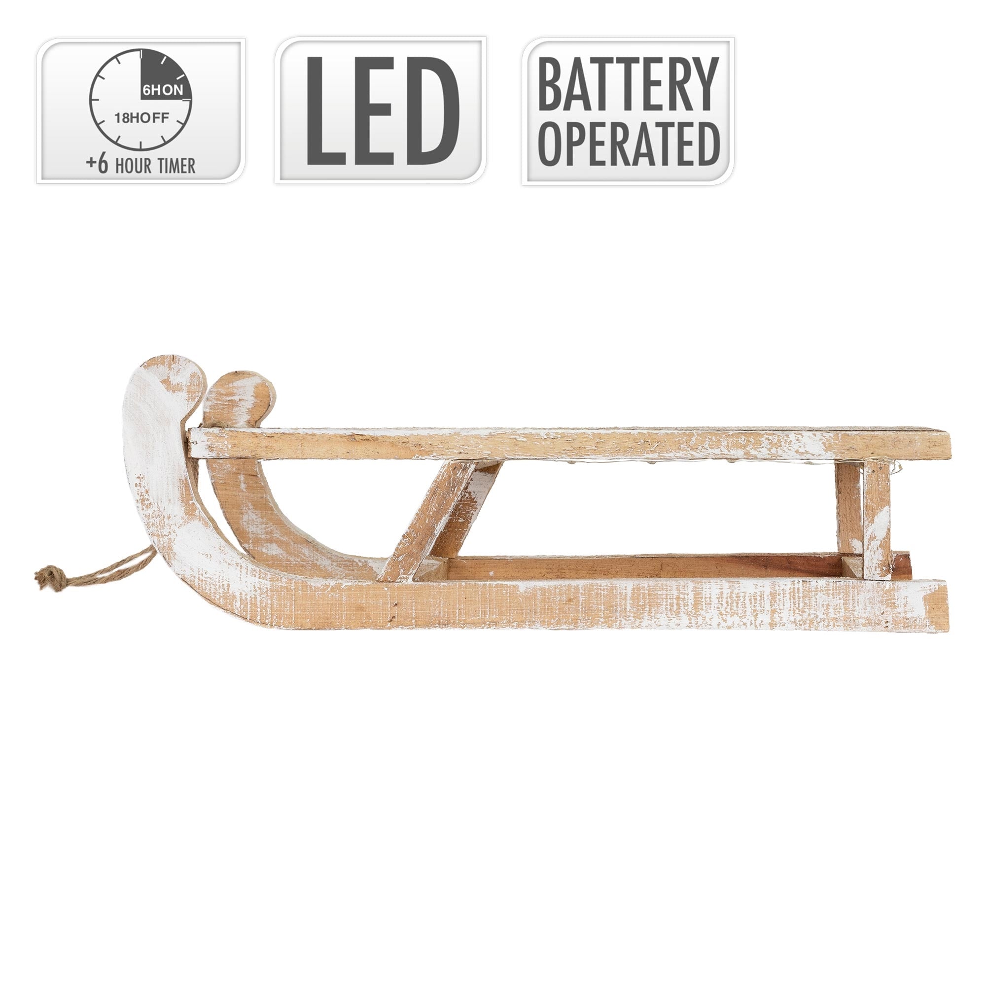 ECD Germany traîneau déco Noël bois marron 50,5 cm LED