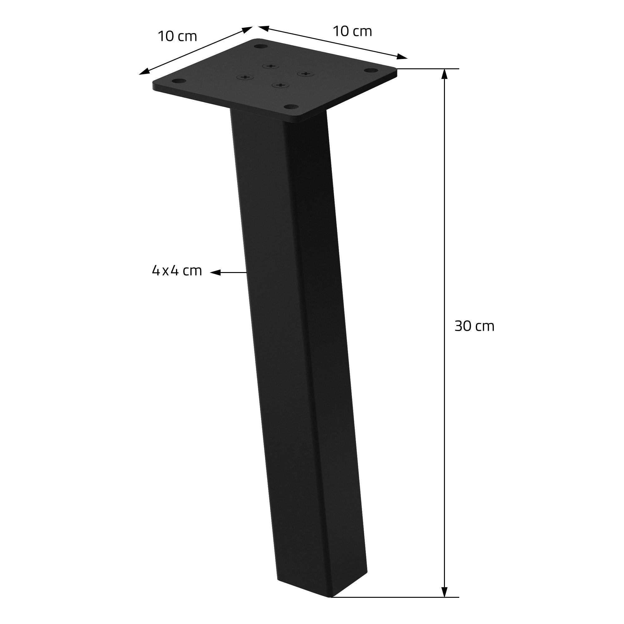 ECD Germany pieds de table inclinés 30 cm noirs acier x4