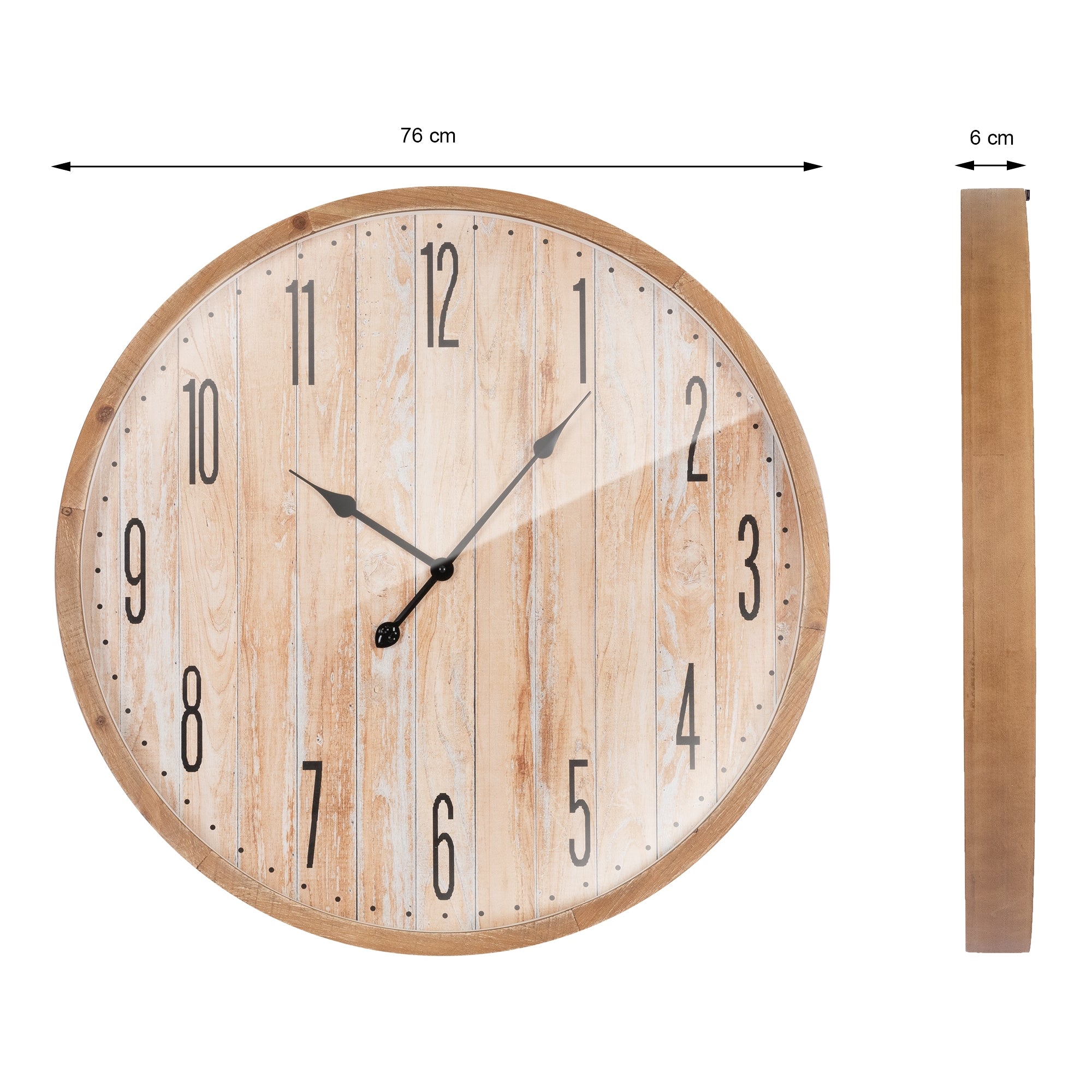 ECD Germany horloge murale bois 76 cm chiffres arabes