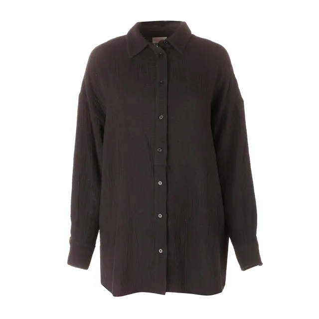 Stokomani Mode chemise oversize gaze coton noire