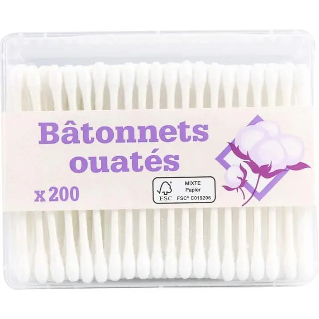 Leader Price bâtonnets ouatés coton-tiges 200 tiges