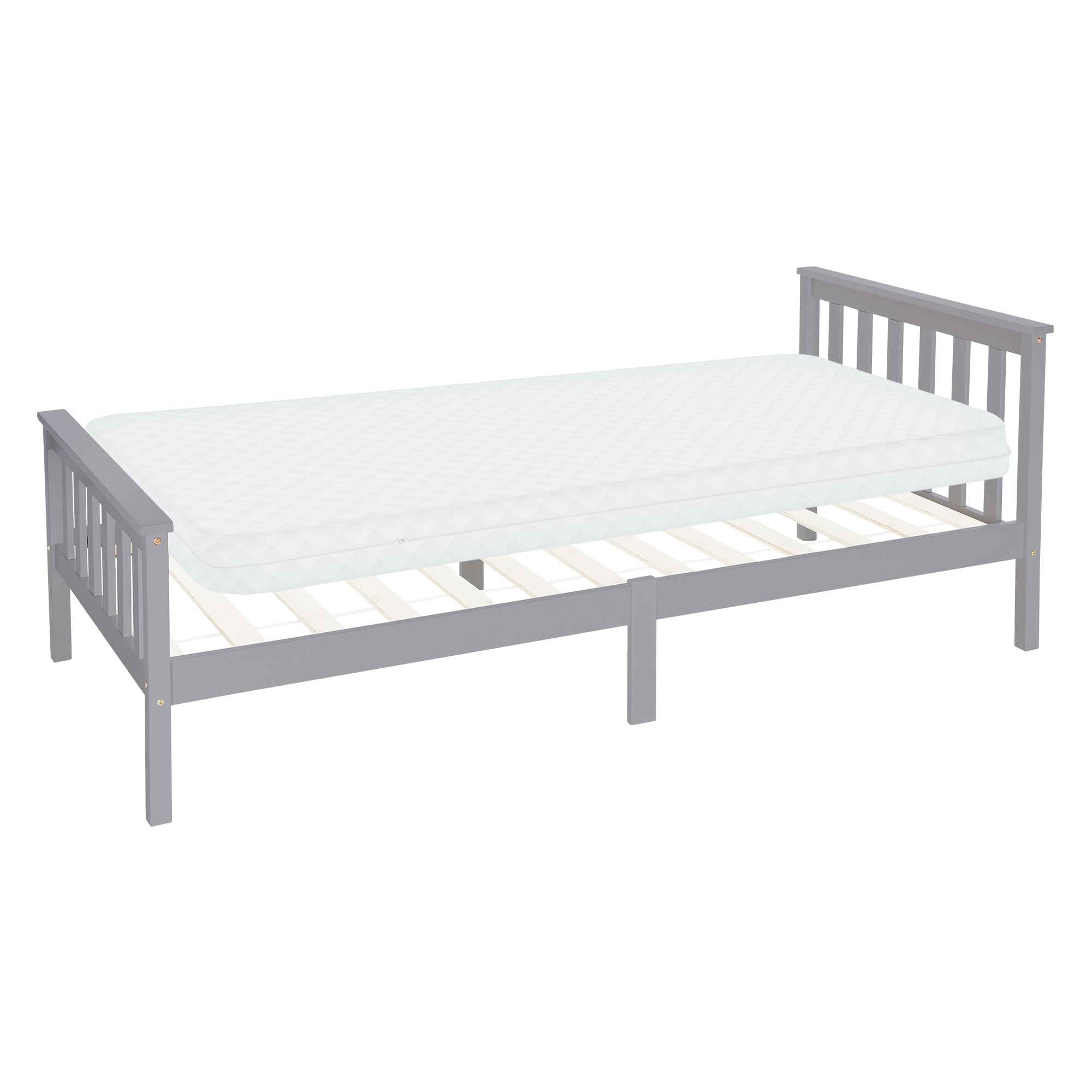 ECD Germany Möbel lit pin 90x200 lattes gris clair