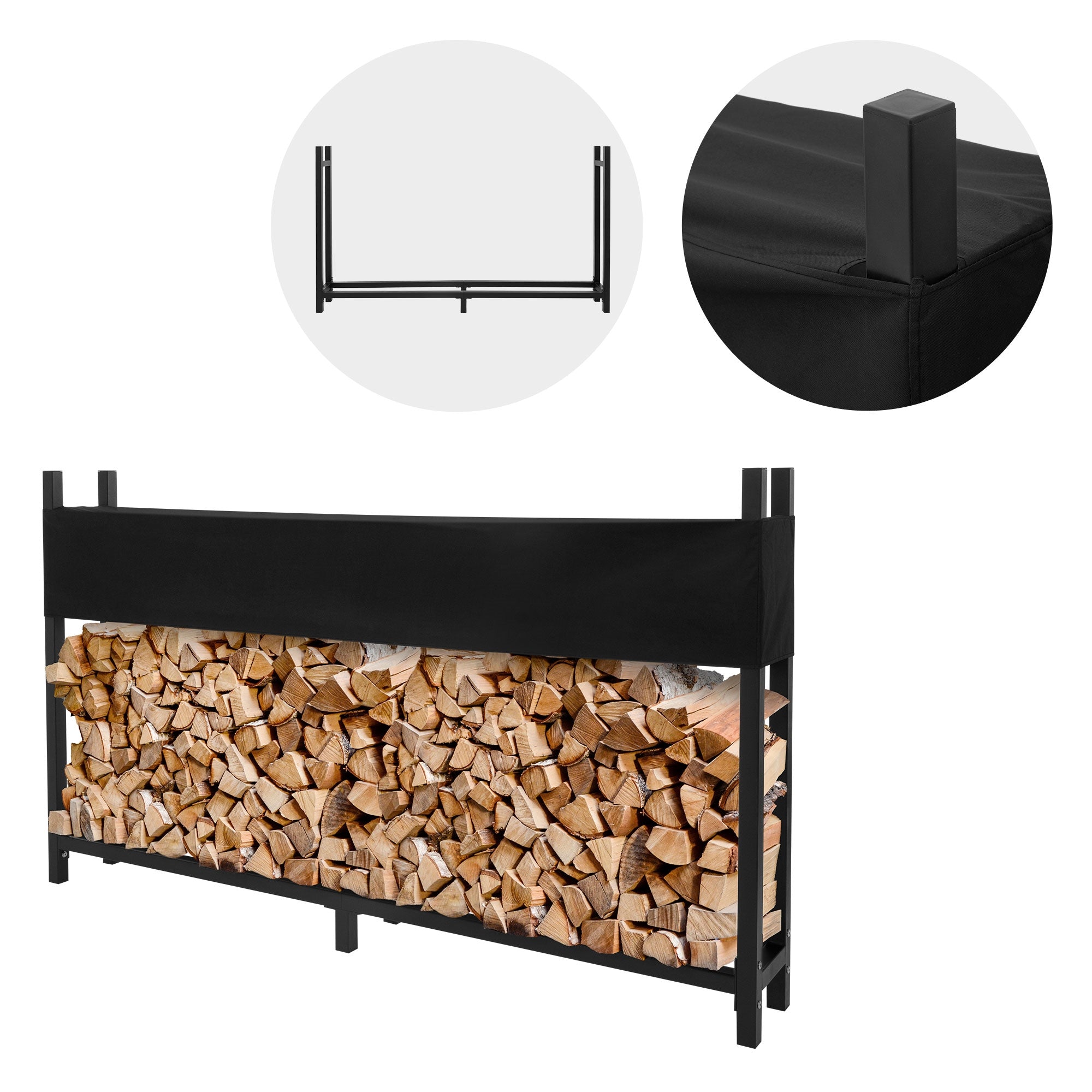 ECD Germany Garten abri bûches acier 113x25x115 bâche