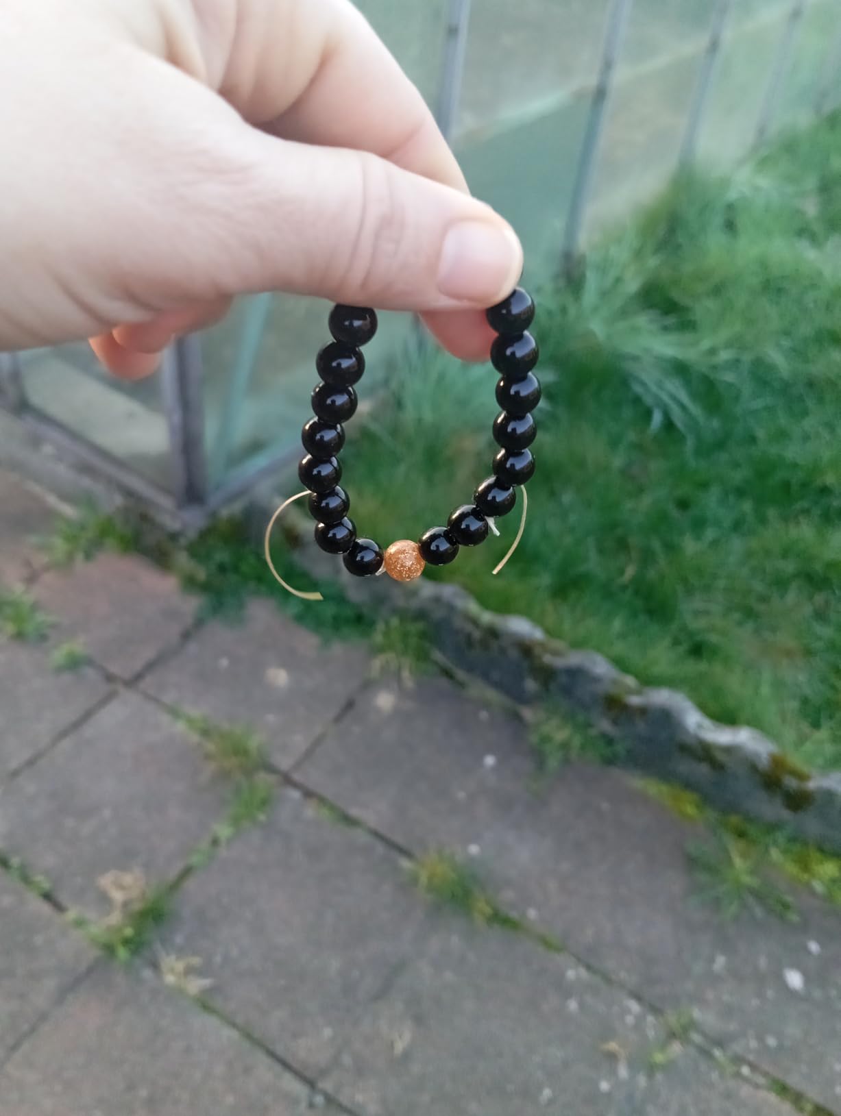 Shop-Story Lifestyle Bracelet perles onyx noir perle pailletée