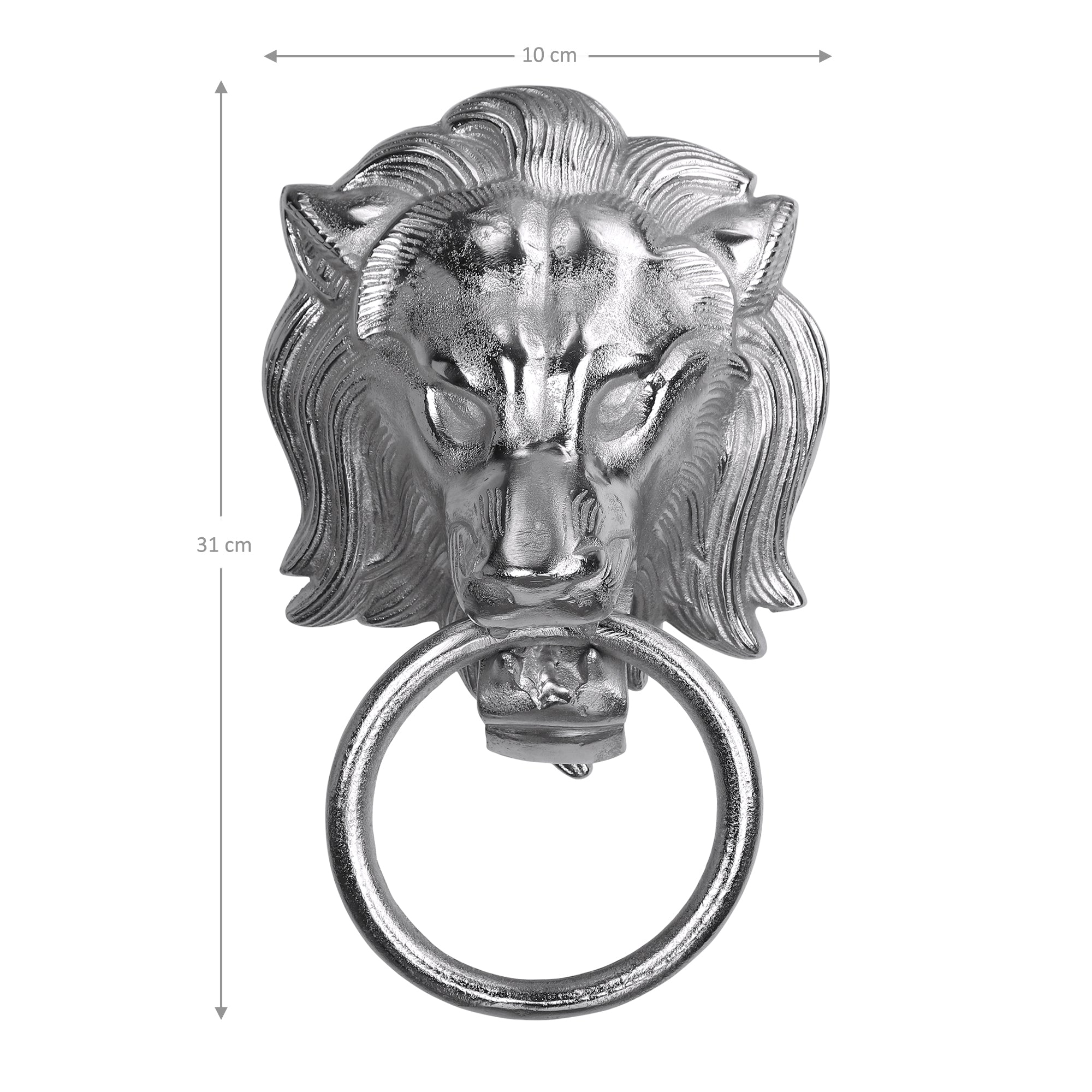 ECD Germany WOMO Porte-Serviettes Tête Lion Argenté 10x31 cm