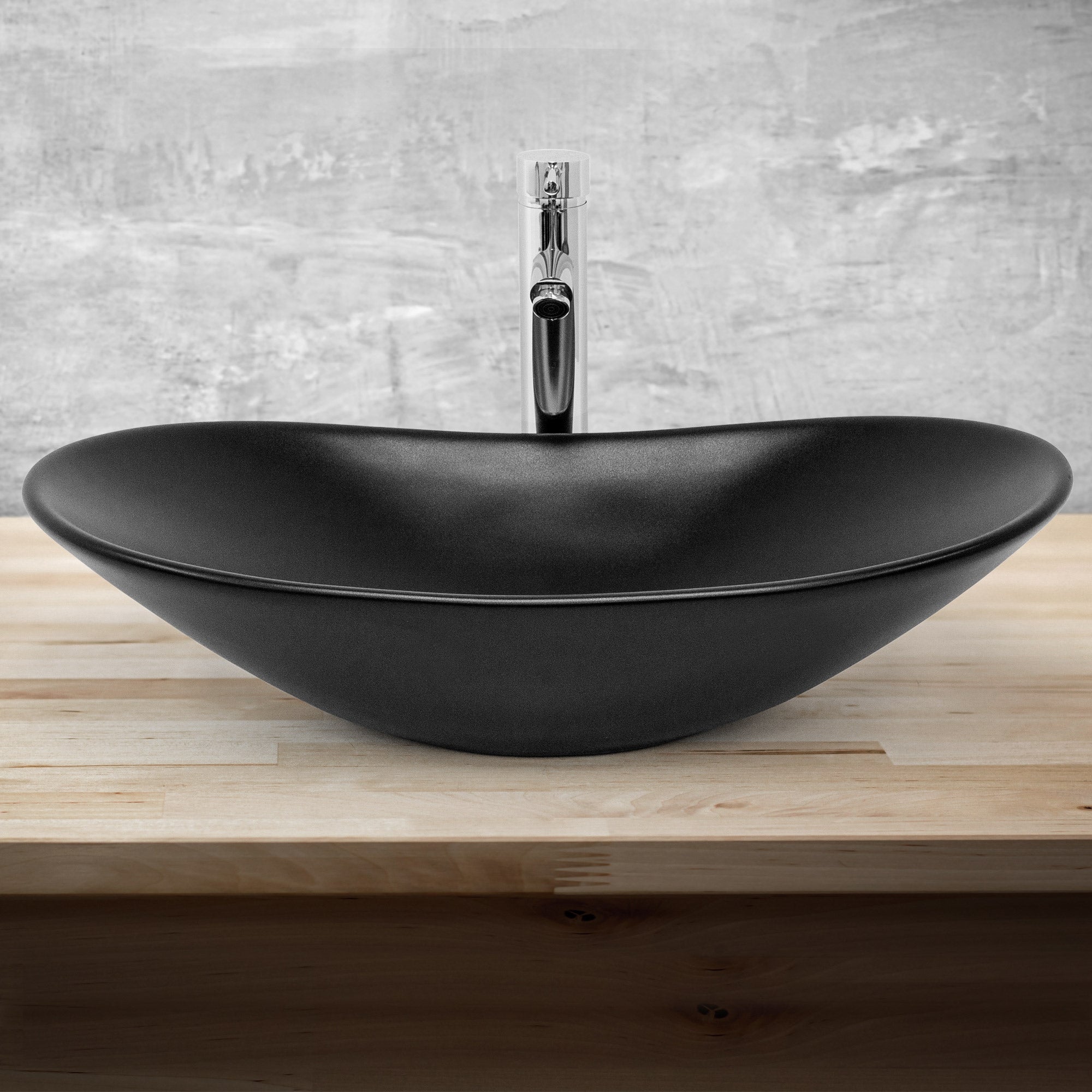ECD Germany Sanitär vasque à poser ovale noire 63 cm céramique