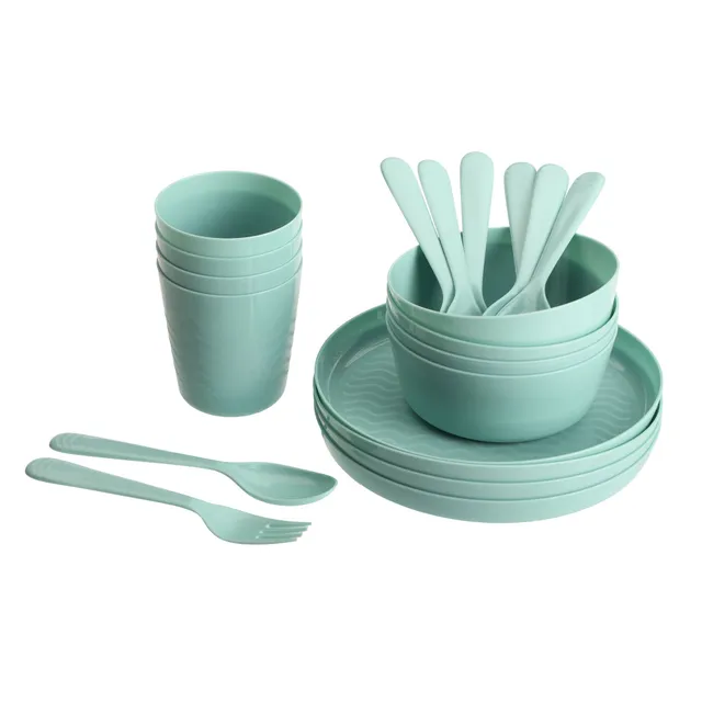 Stokomani Voyage Vaisselle pique-nique 20 pièces vert