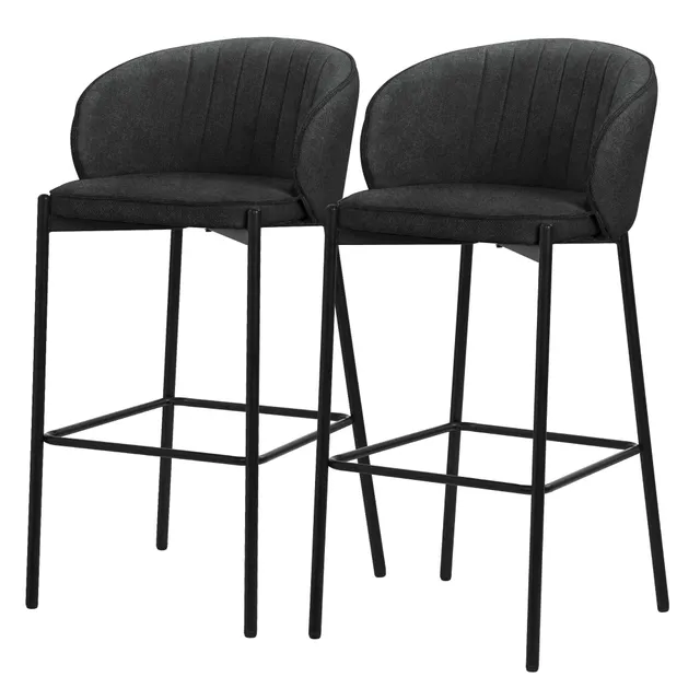 ECD Germany Möbel tabouret bar tissu anthracite lot de 2