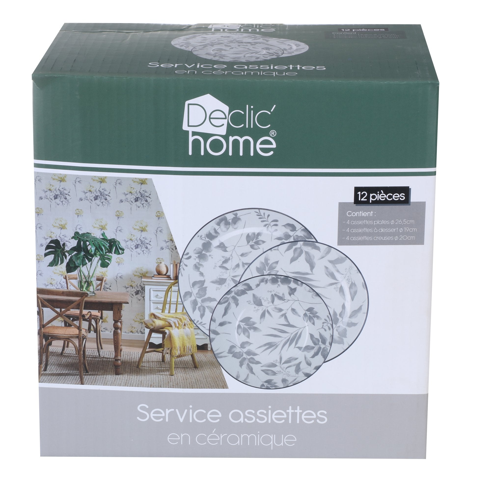 Stokomani Maison service à assiettes floral céramique vaisselle