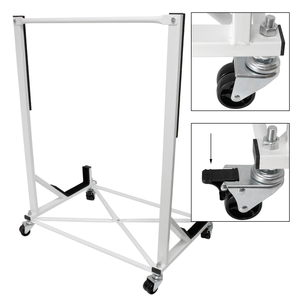 ECD Germany support hardtop blanc acier à roulettes + housse