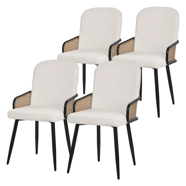 ECD Germany Möbel chaise beige rotin lot 4 tissu 120 kg