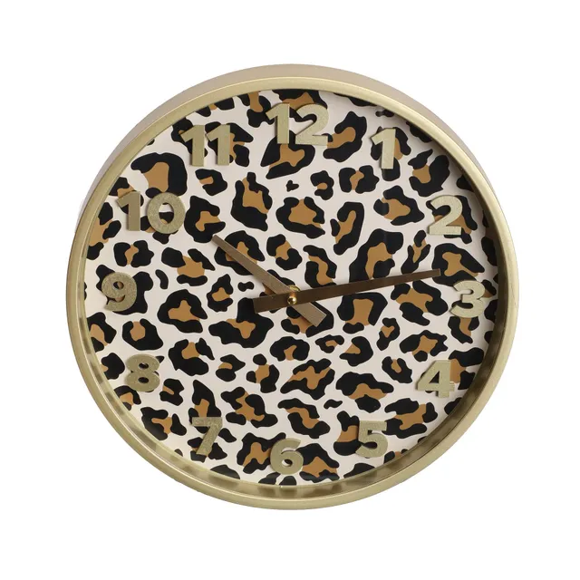 Stokomani Déclic Home Horloge murale léopard 30 cm marron