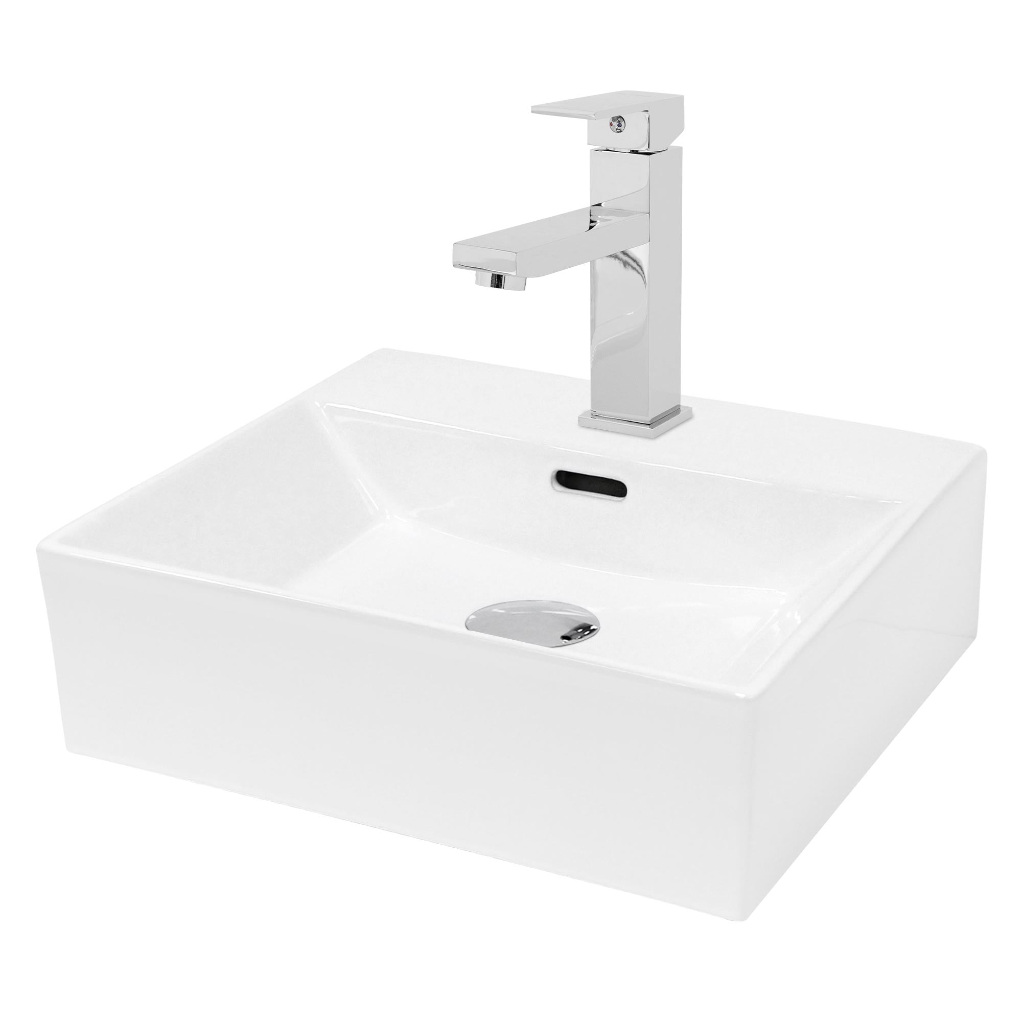 LuxeBath Lave-mains blanc 41,5 cm avec robinet et bonde