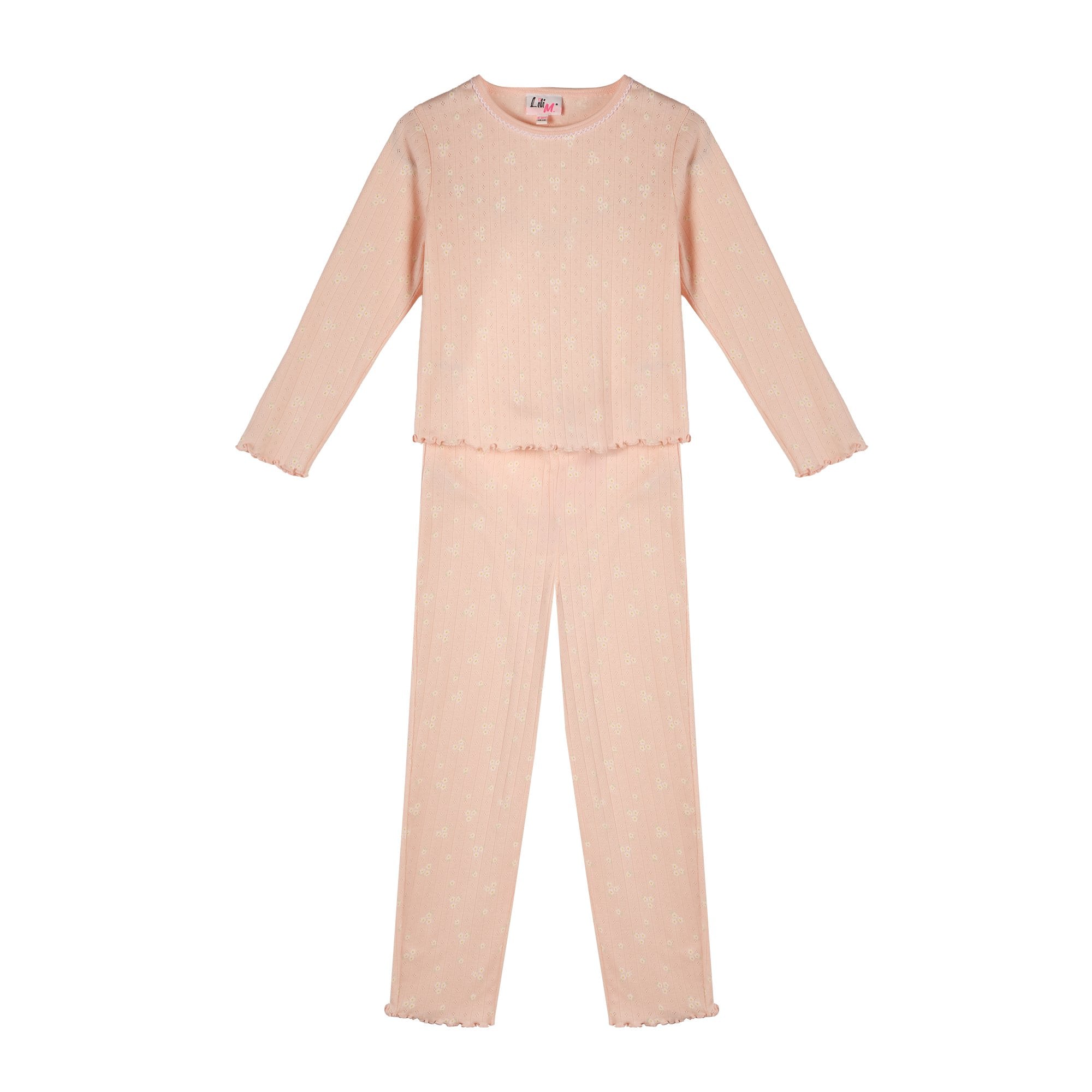 Pyjama pointelle orange enfant vêtement de nuit coton