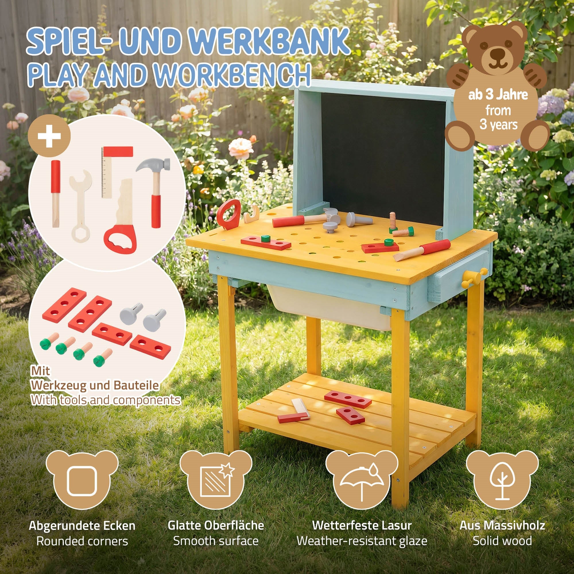 ECD Germany Kinder Joyz établi enfant bois avec accessoires