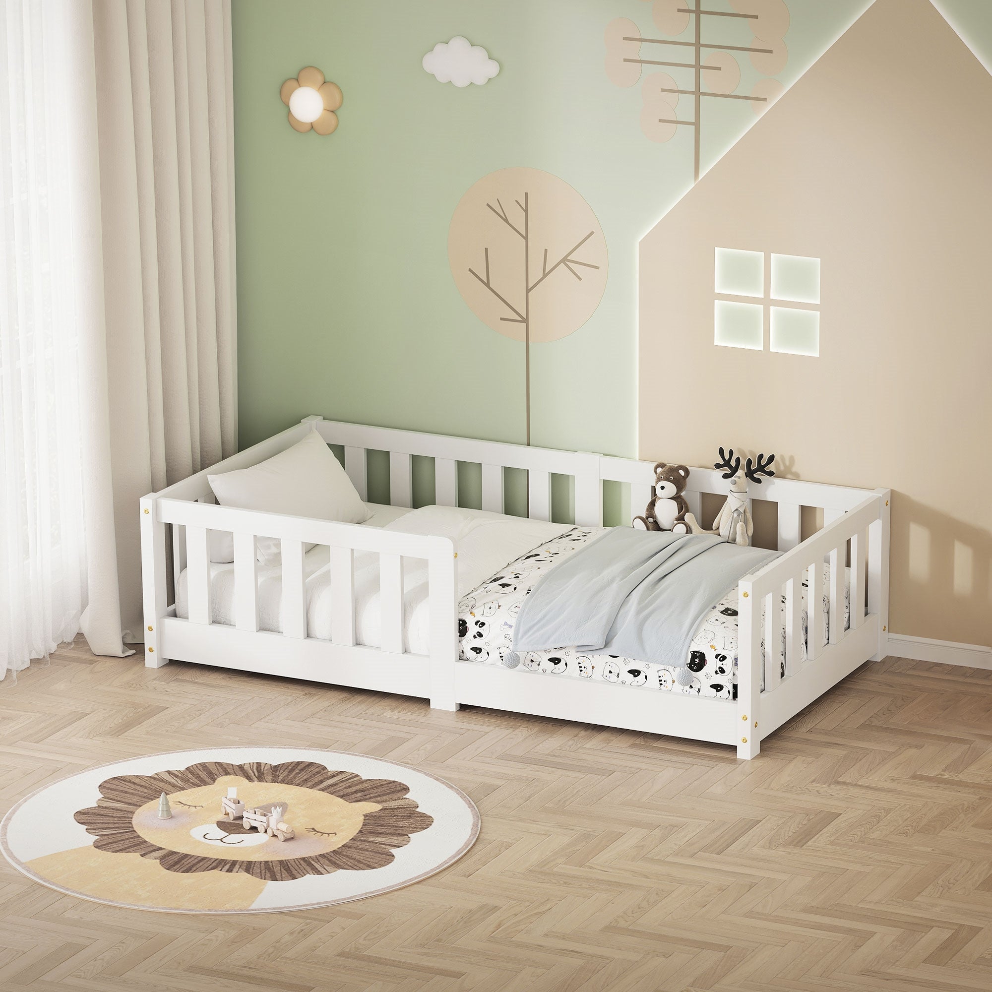 ECD Germany Kinder lit enfant 70x140 blanc avec barrière