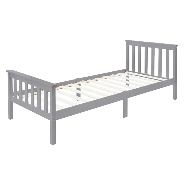 ECD Germany Möbel lit pin 90x200 lattes gris clair