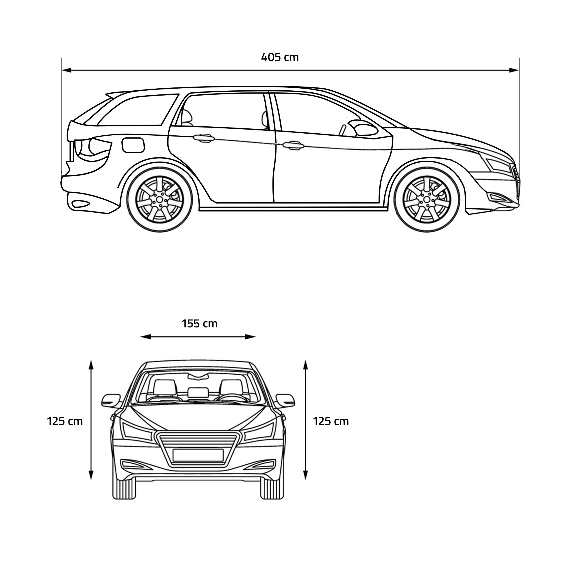 ECD Germany Housse voiture compacte grise 405x155x125 cm