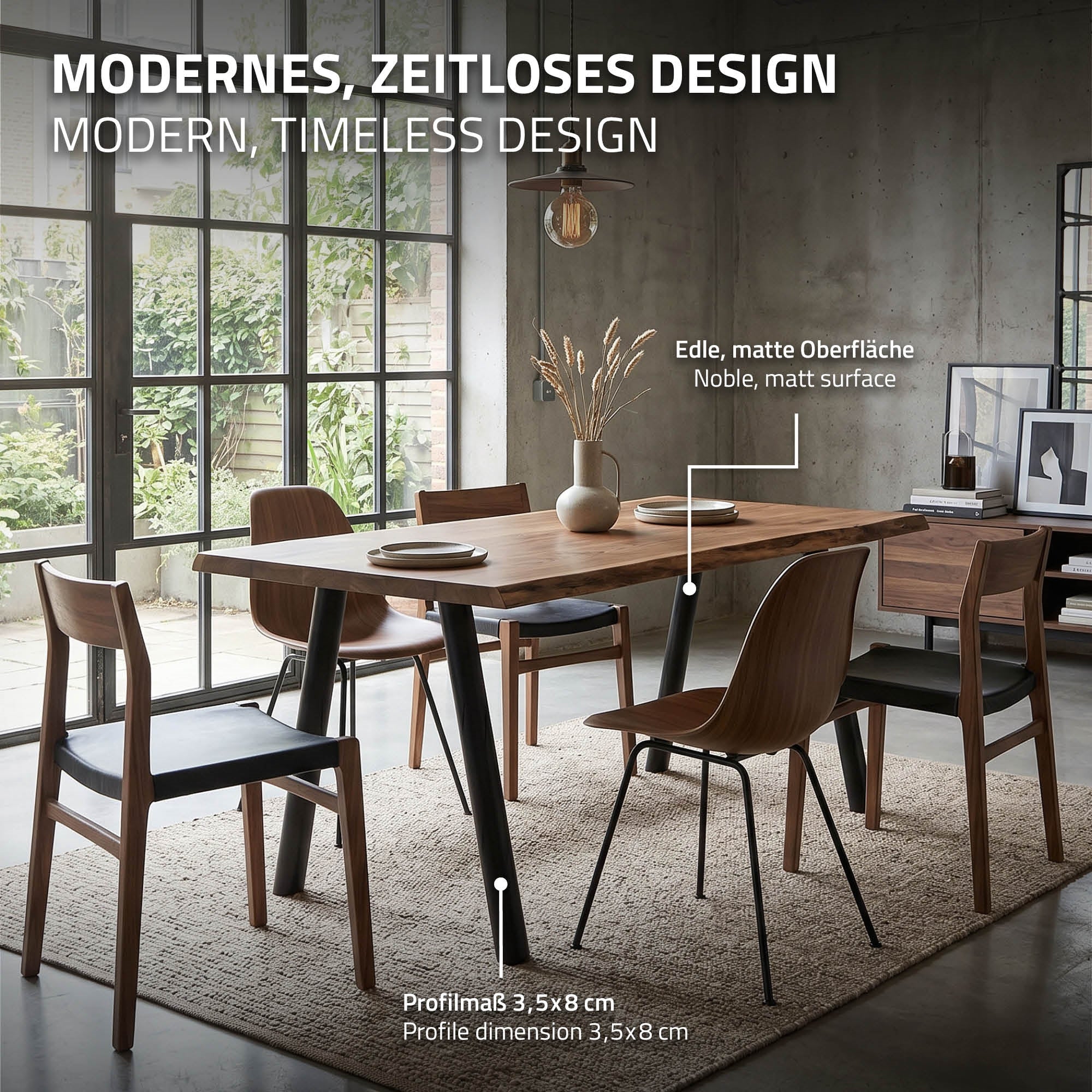 ECD Germany Möbel ML-Design pieds table A 60x72 noir lot 2