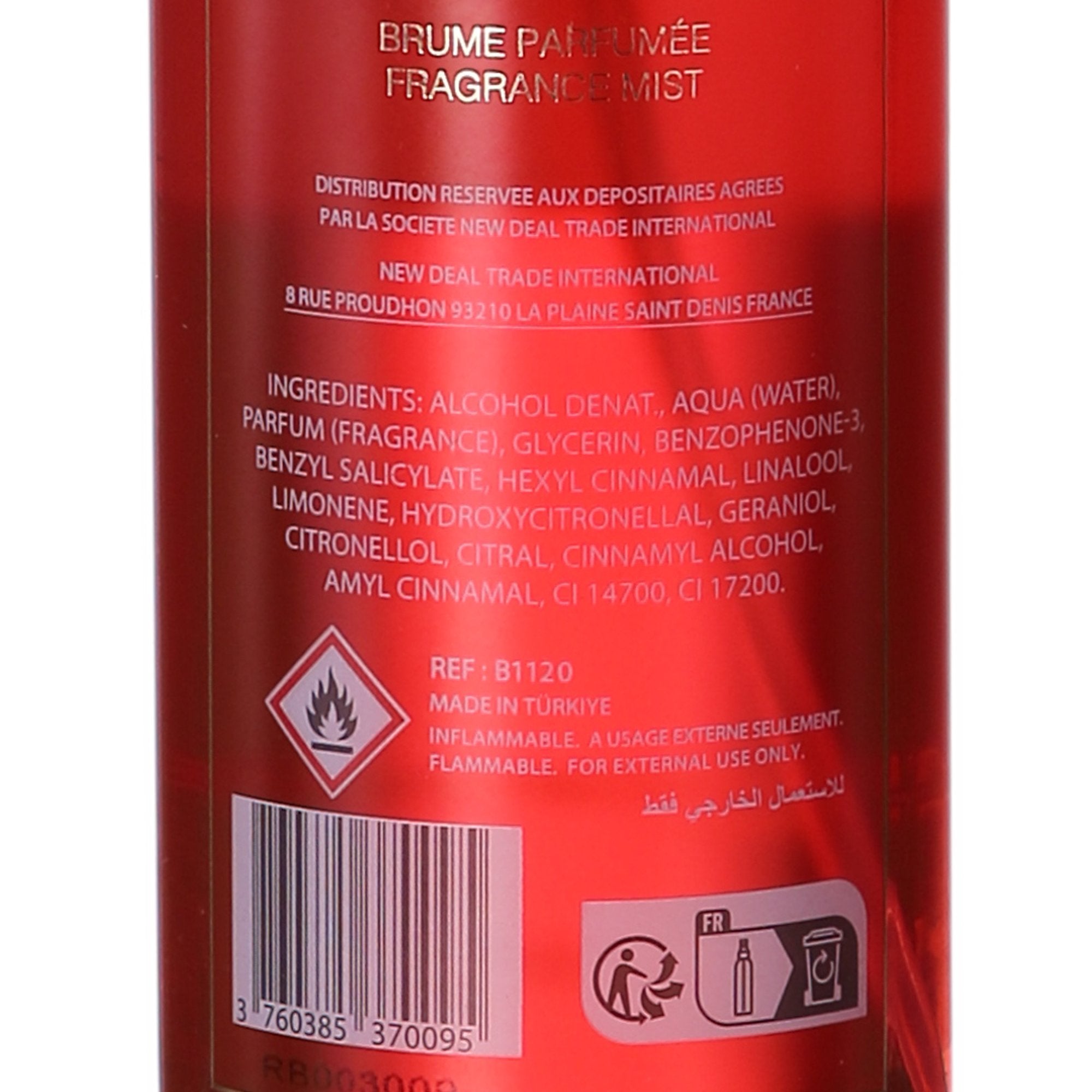 Brume corporelle love lace spray parfumé corps femme