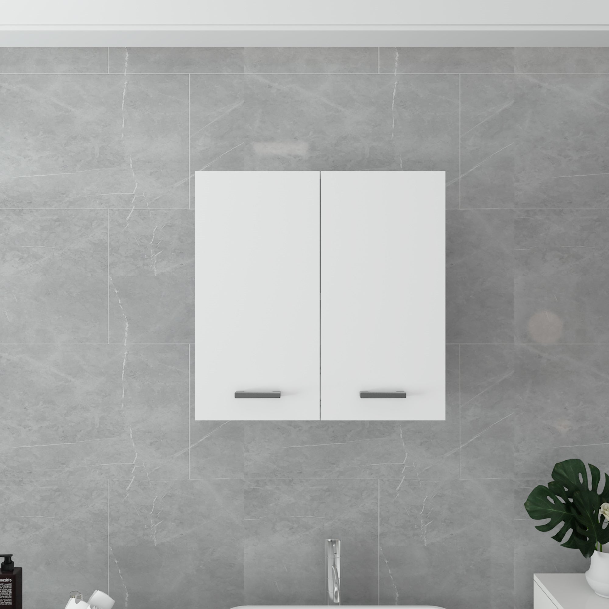 ECD Germany Möbel set 4 pièces meuble salle de bain blanc