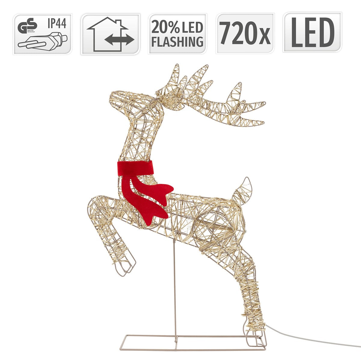 ECD Germany Haus renne Noël LED doré 91 cm 720 LED timer