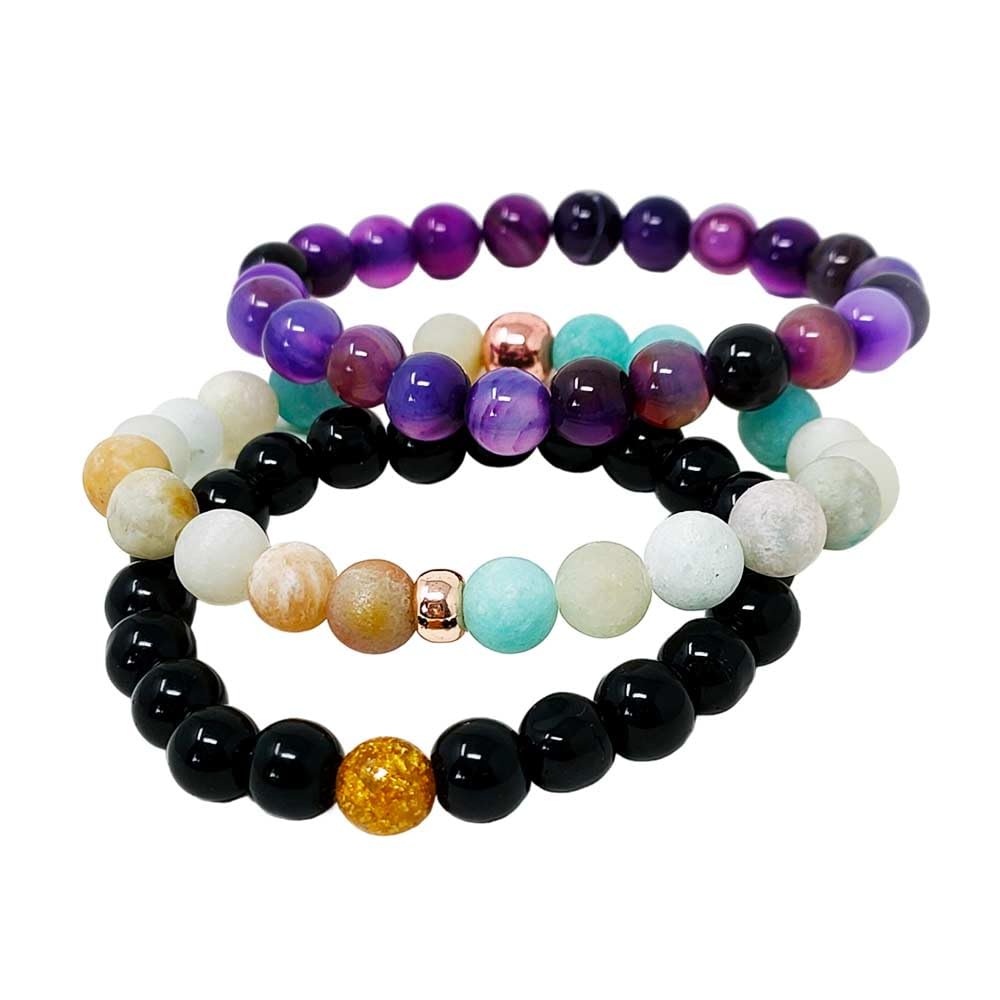 Shop-Story Lifestyle pack 3 bracelets pierres agate onyx