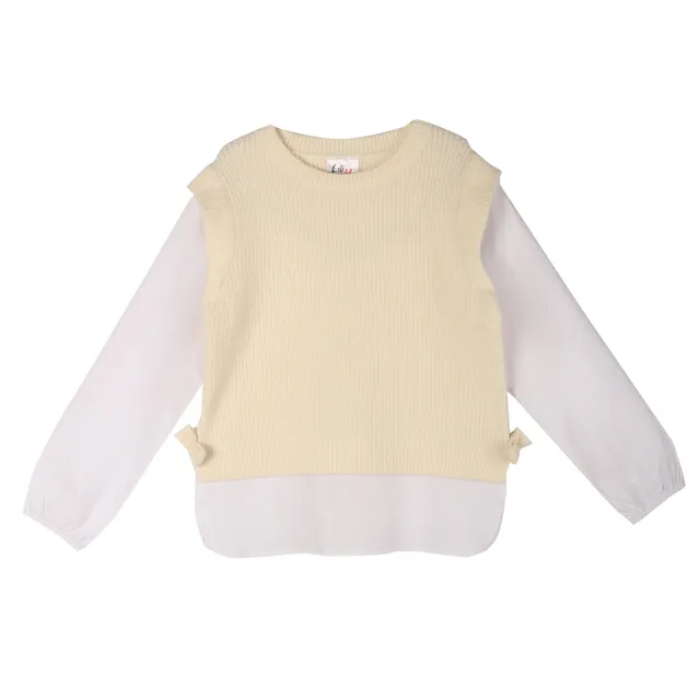 Stokomani Mode Pull chemise beige pull enfant 2 en 1