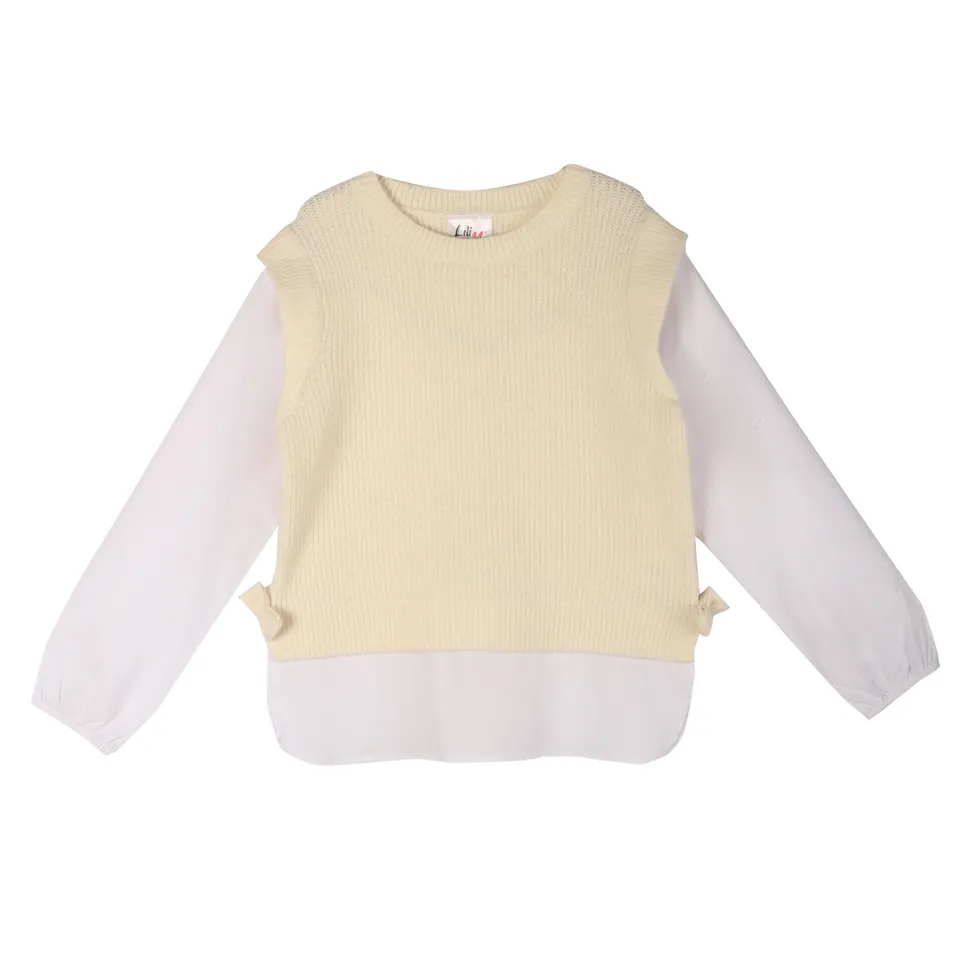 Stokomani Mode Pull chemise beige pull enfant 2 en 1