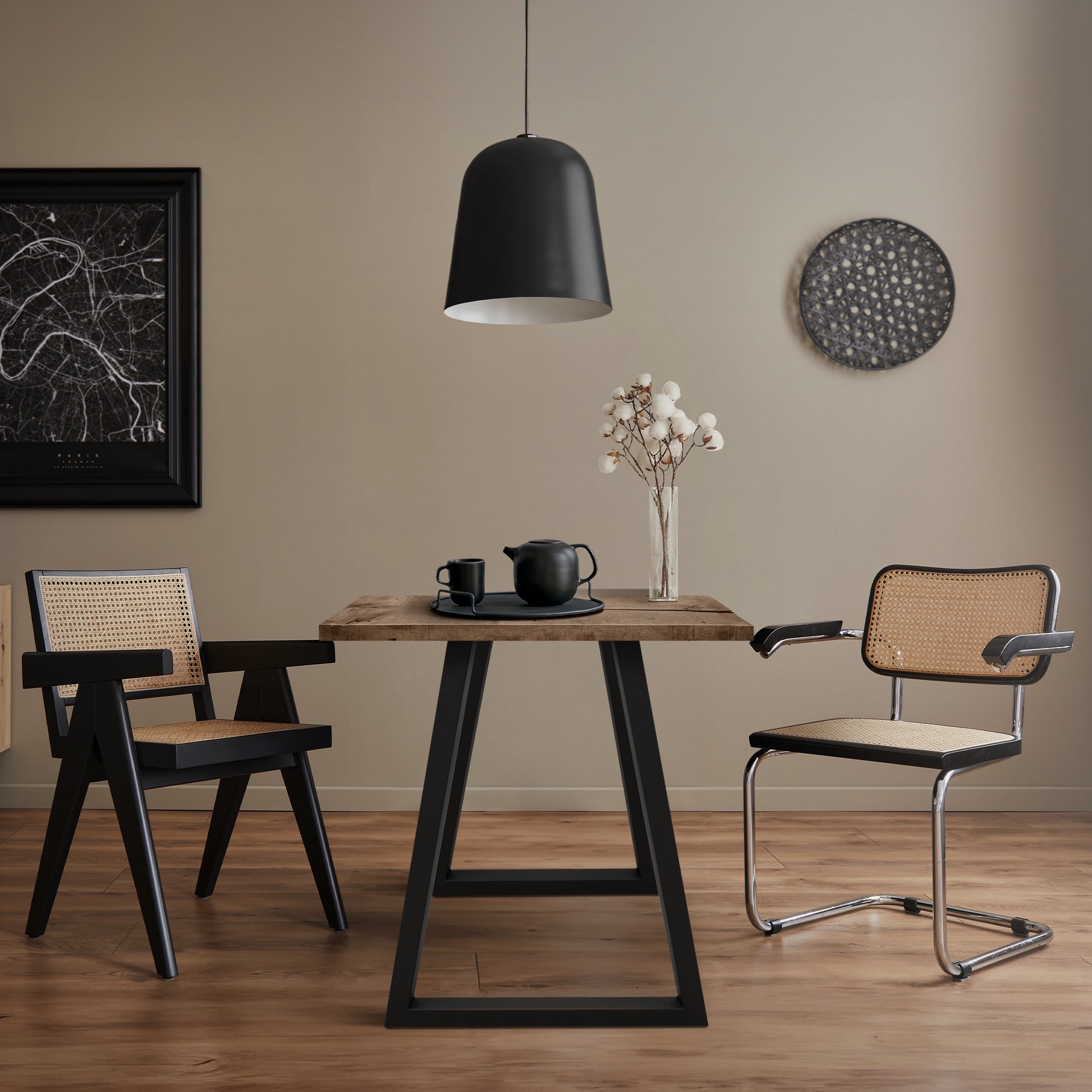 ECD Germany Möbel Pieds trapèze 60x72cm noirs acier lot 2