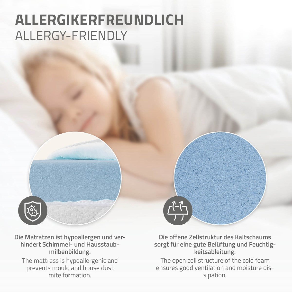 ECD Germany Kinder Lit Cabane 70x140 cm Blanc + Matelas