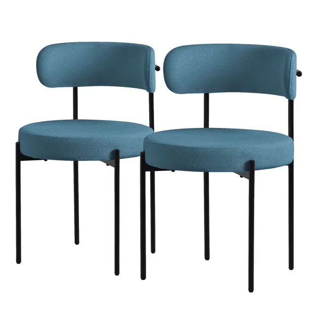 ECD Germany ML-Design lot 2 chaises bouclette marron 53x50x78