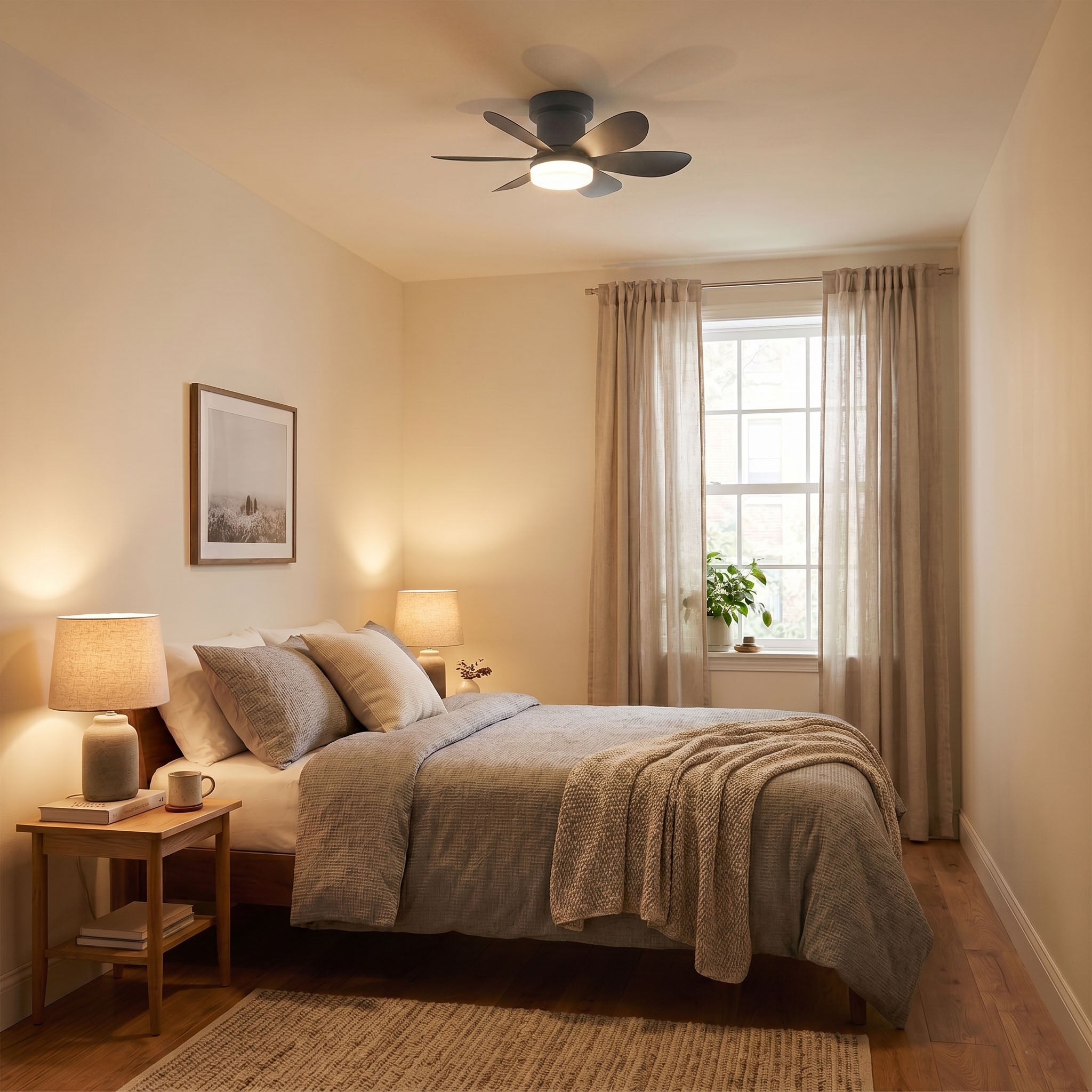 Red Deco Mistral ventilateur plafond 52cm LED noir télécommande
