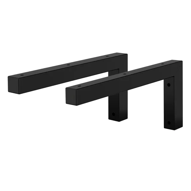 ML-Design Équerre murale acier noir 300x150 mm lot de 2