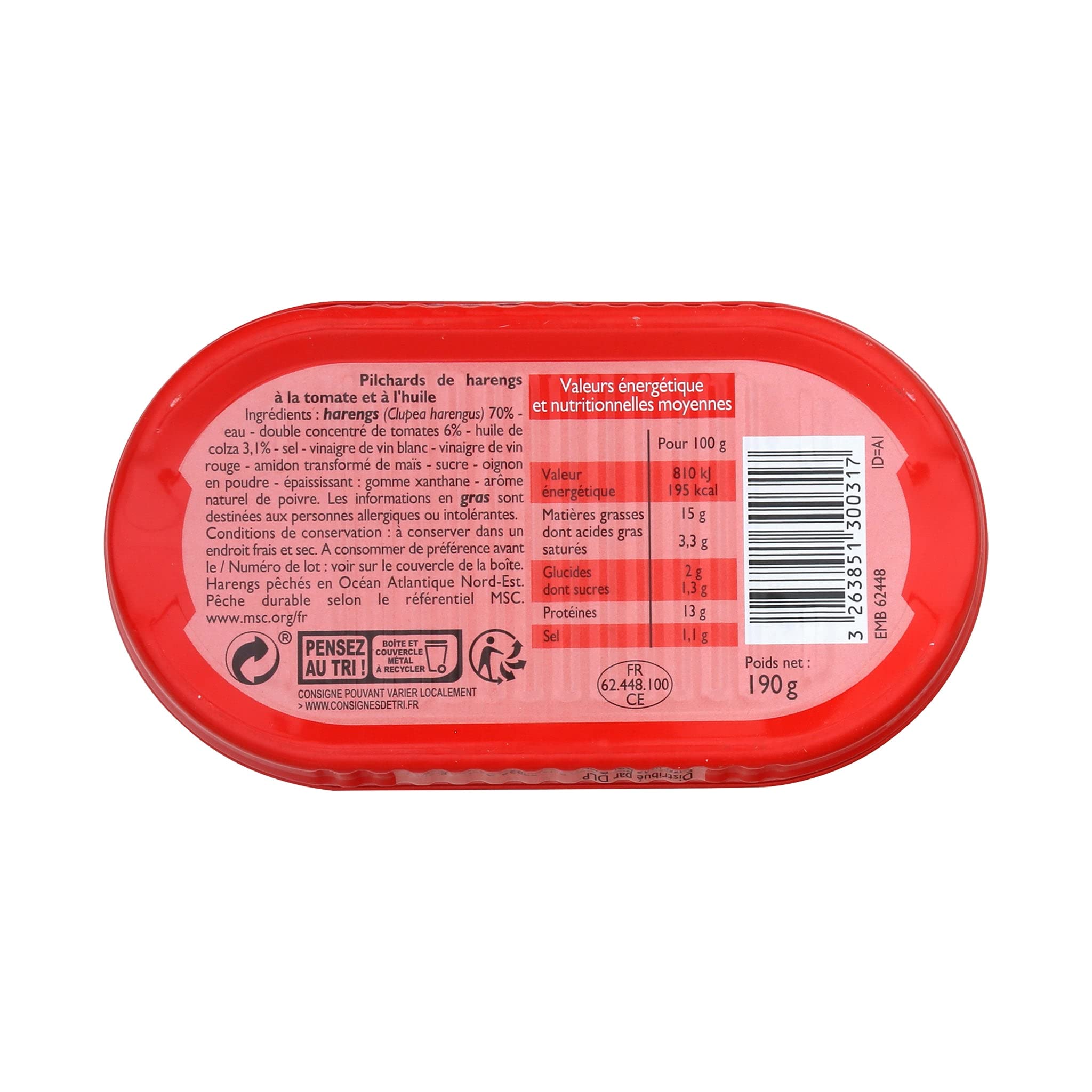 Leader Price Pilchards Harengs Tomate Conserve 190g