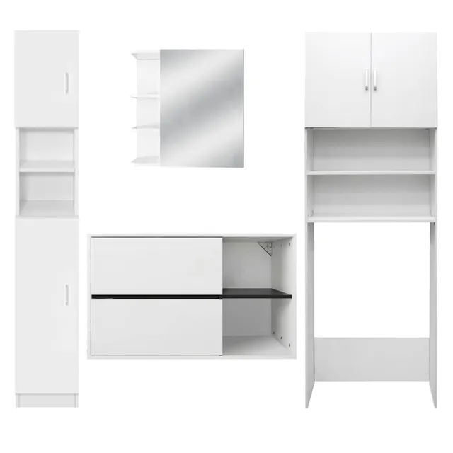 ECD Germany Möbel ensemble salle de bain 4 pièces blanc bois moderne
