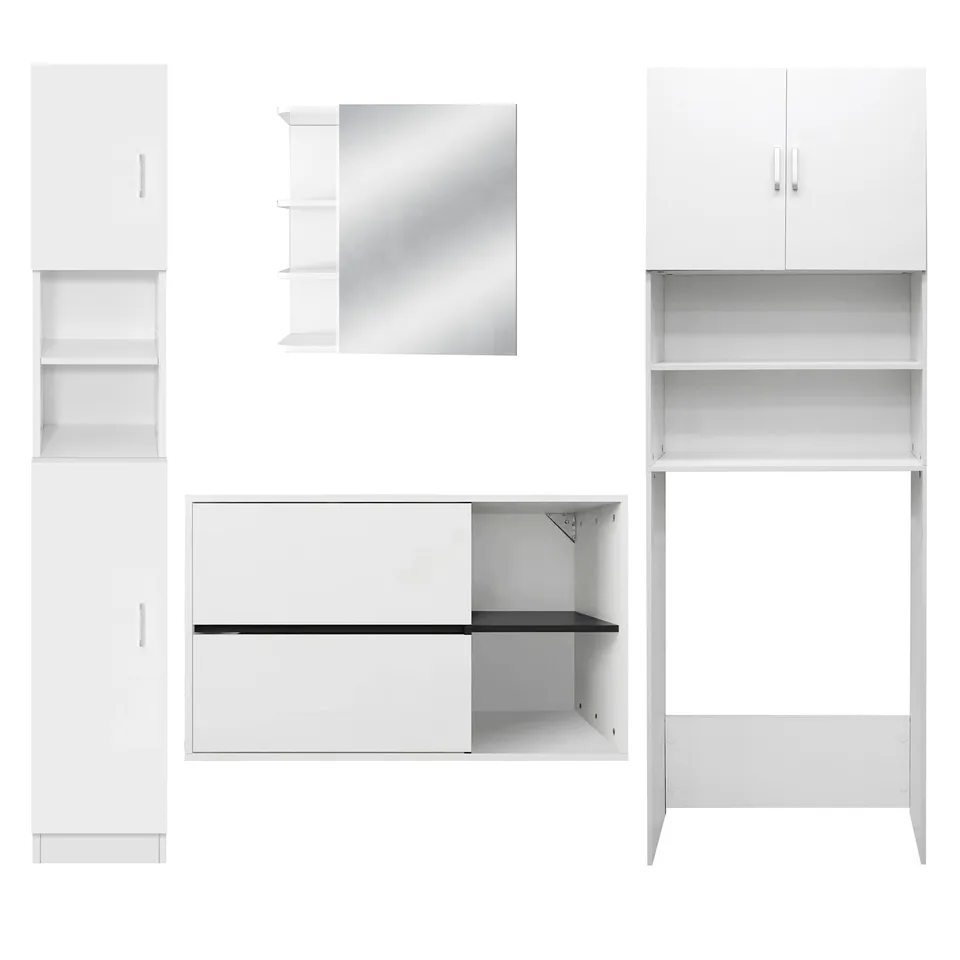 ECD Germany Möbel ensemble salle de bain 4 pièces blanc bois moderne