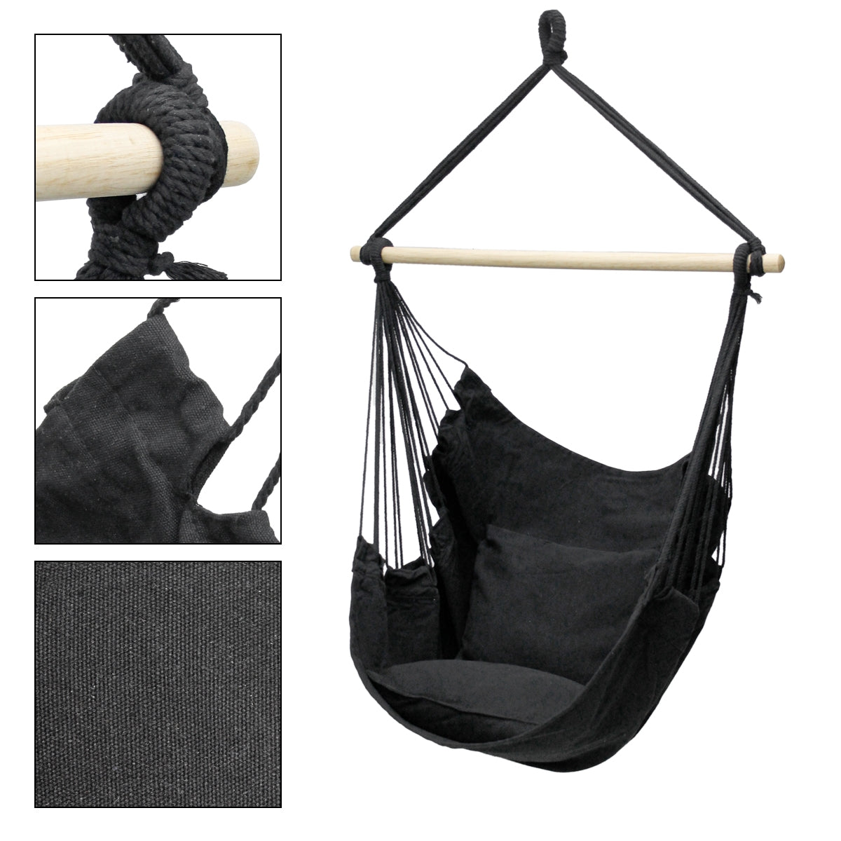 ECD Germany Sport & Freizeit fauteuil suspendu anthracite coton 120 kg