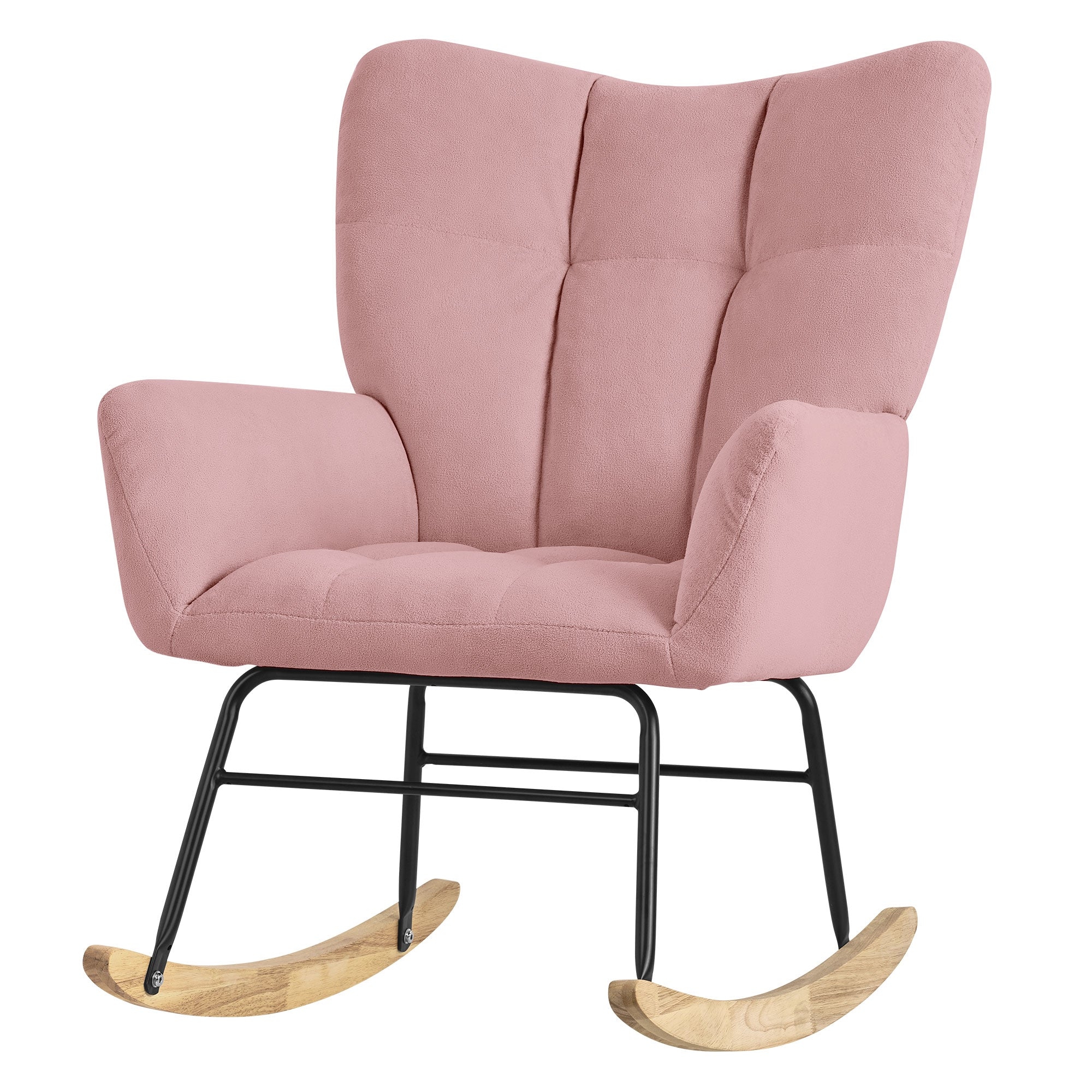 ML-Design fauteuil à bascule bouclette beige 120 kg bois