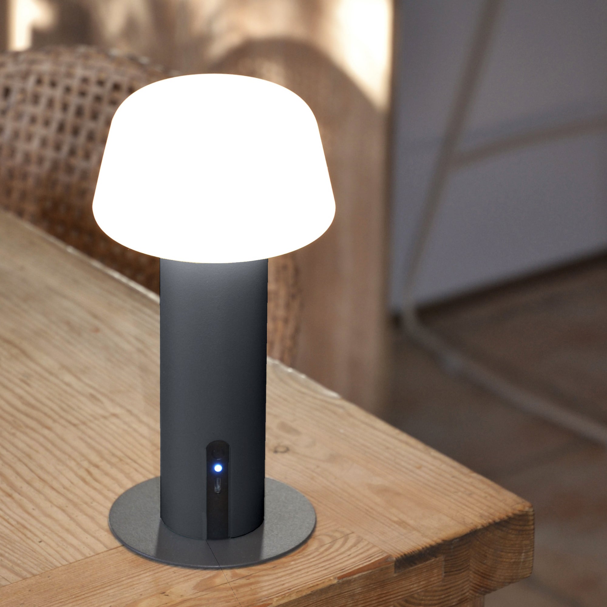 Red Deco Malo H21cm lampe sans fil alu blanc chaud dimmable