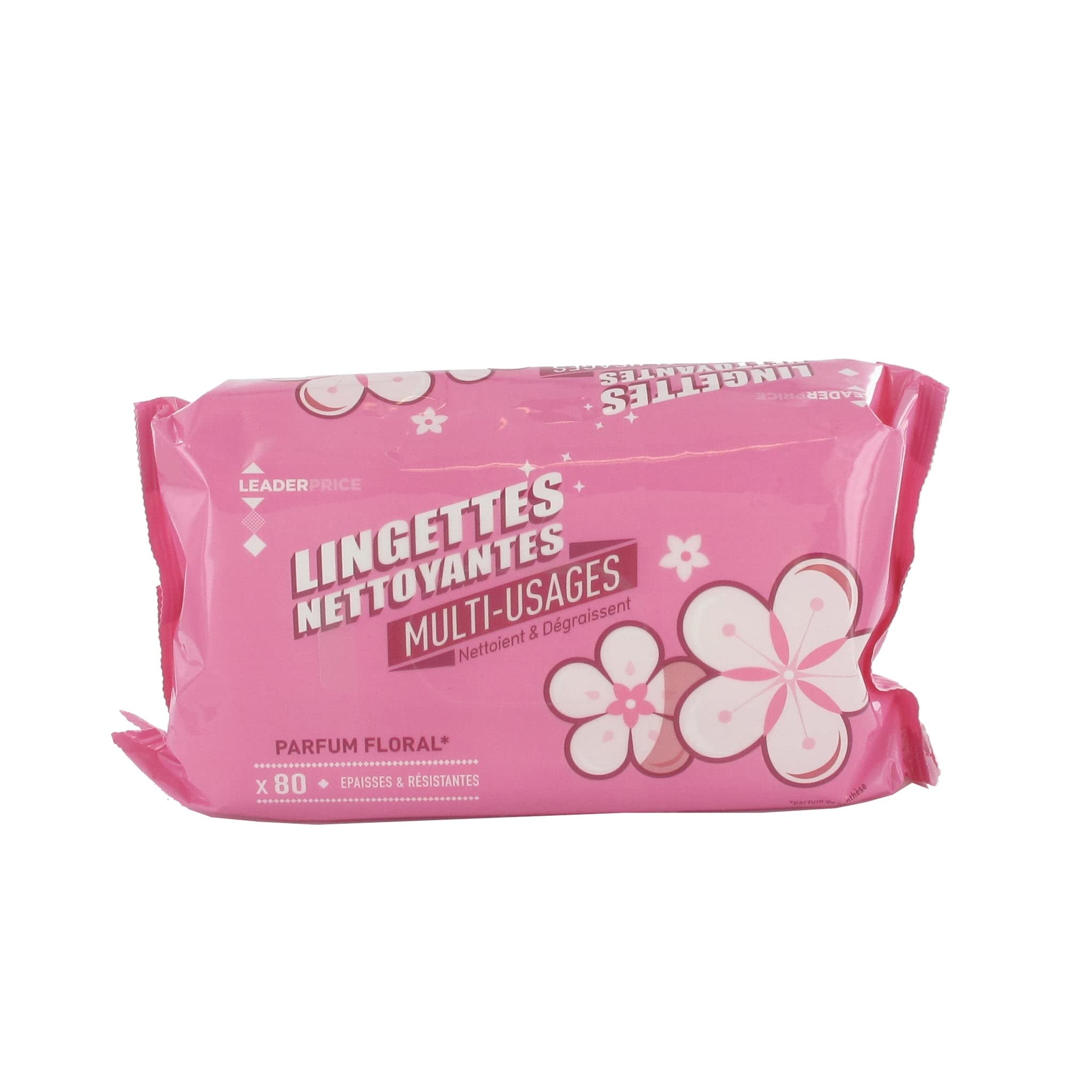 Leader Price lingettes nettoyantes multi-usages x80 lot 8 floral