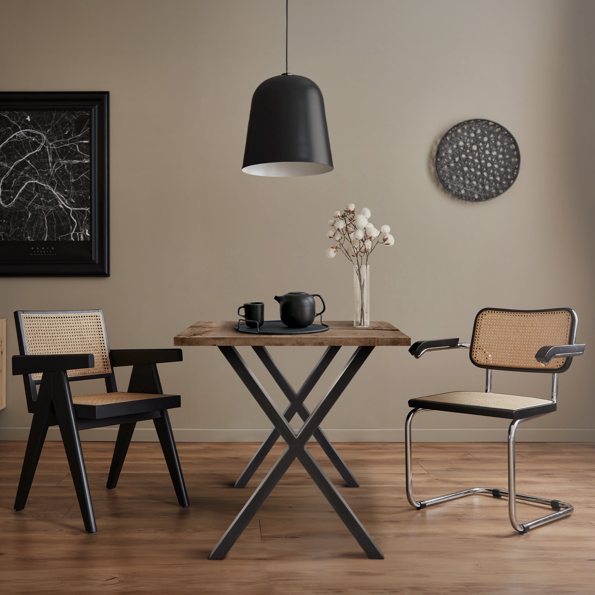 ECD Germany pieds table X-Design 60x72 cm anthracite lot 2