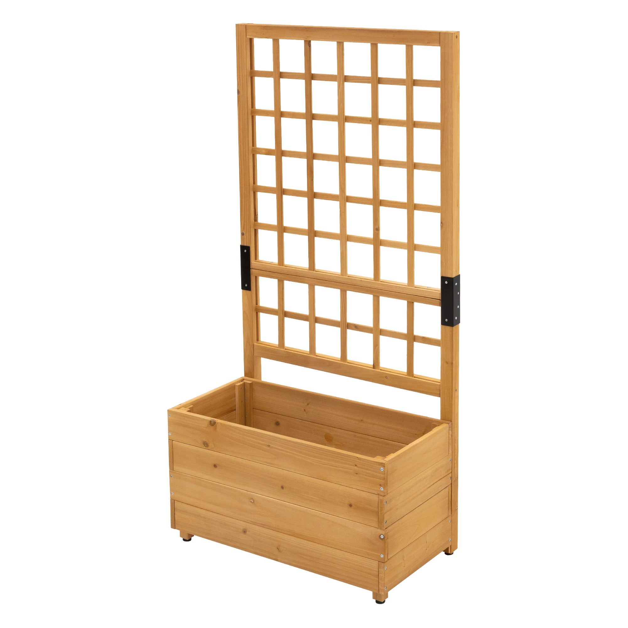 ECD Germany Garten Jardinière bois brun treillis 119cm à poser