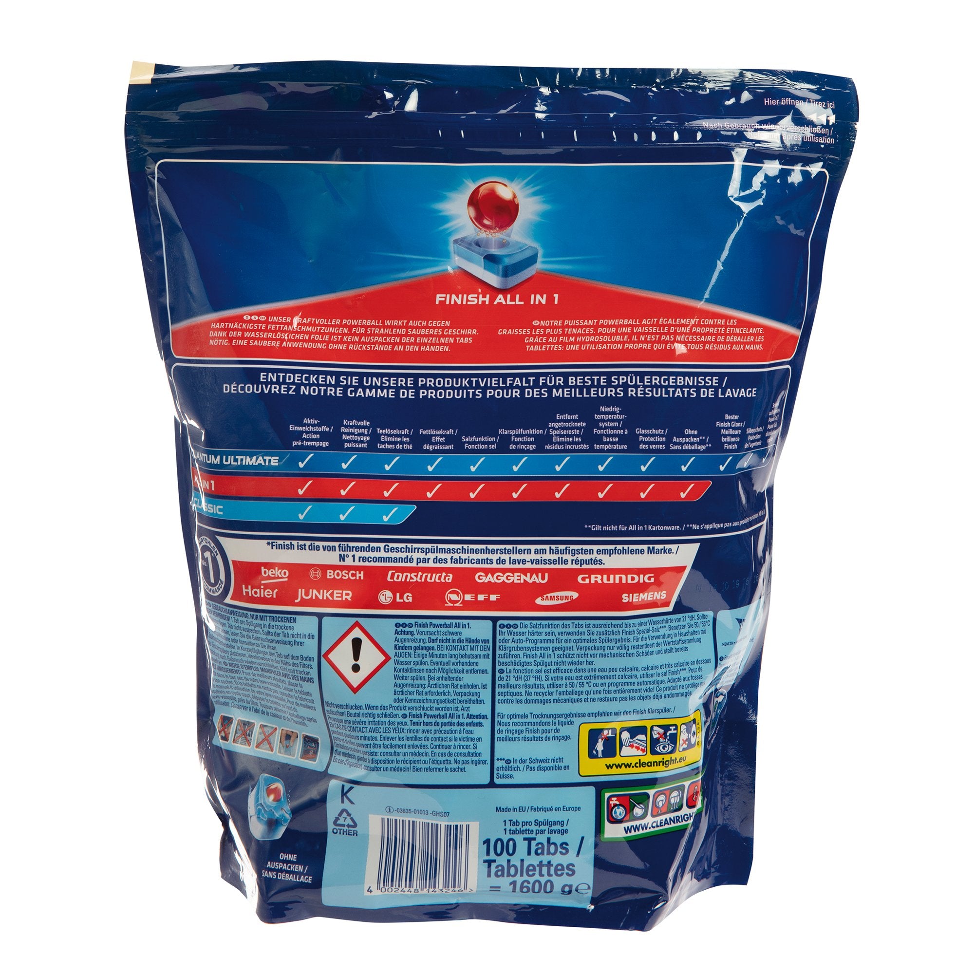 Finish All in 1 tablettes lave-vaisselle 100 pièces