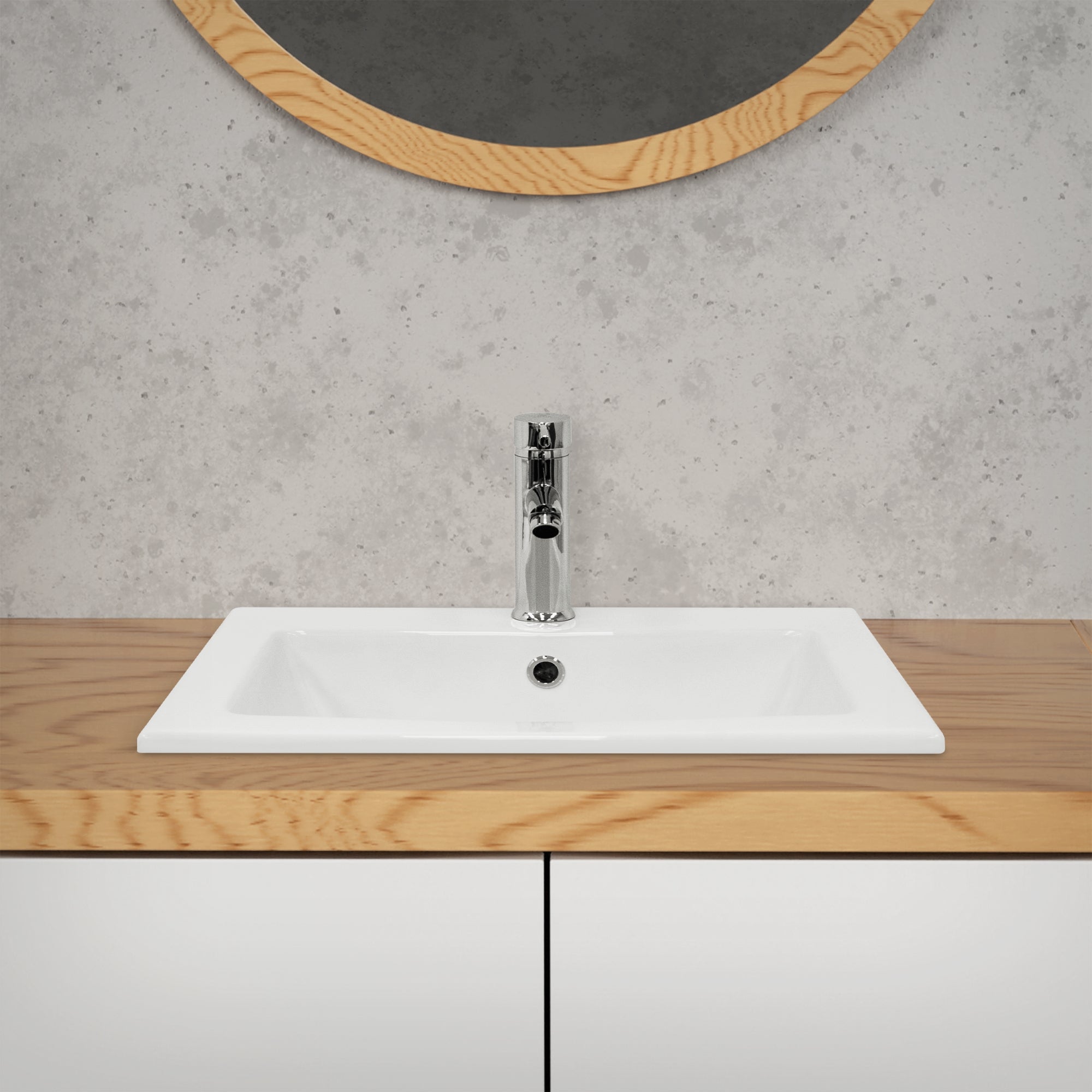 ECD Germany Sanitär 52,5x45 lavabo céramique blanc avec trop-plein