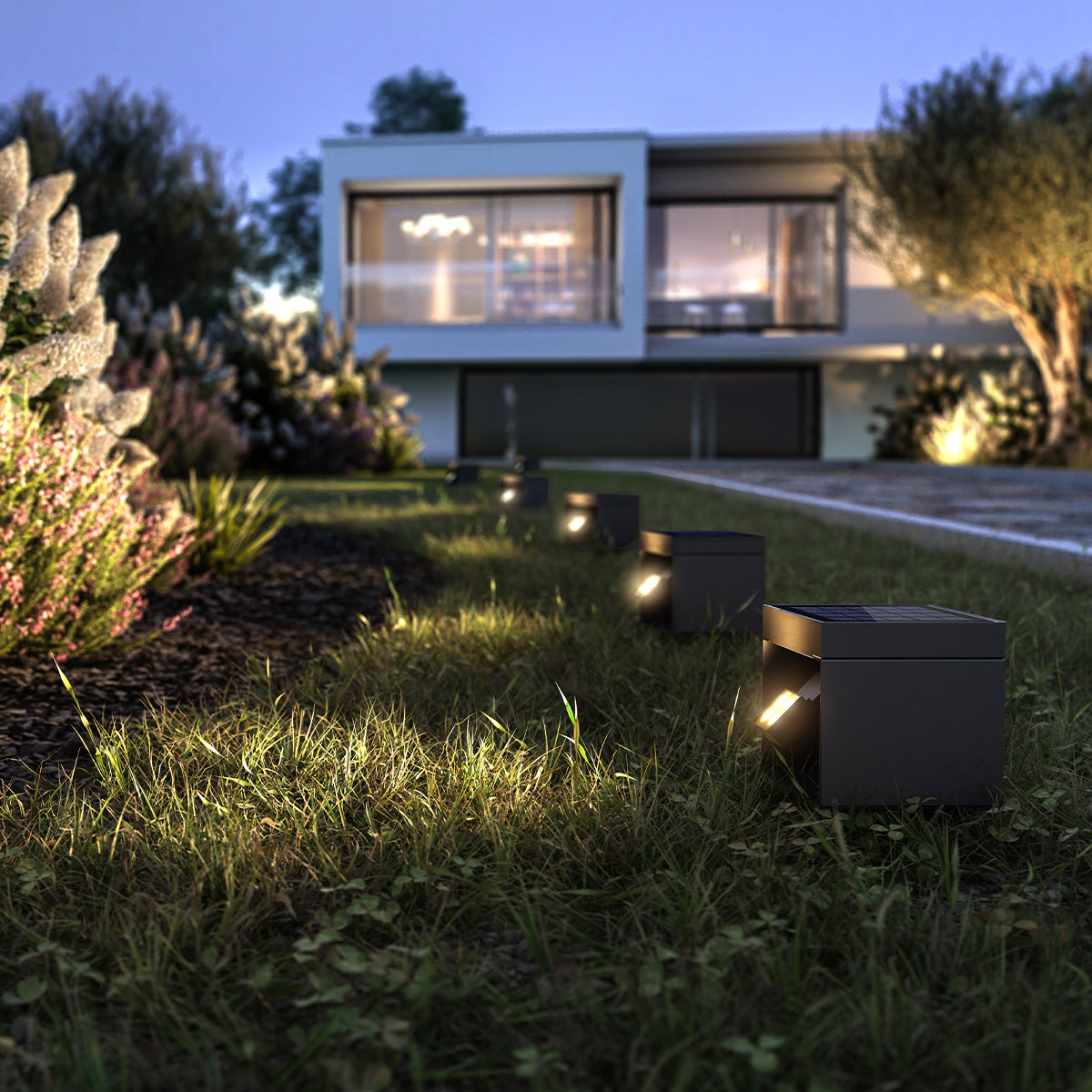 Red Deco Alea borne solaire LED blanc chaud orientable H14,5cm