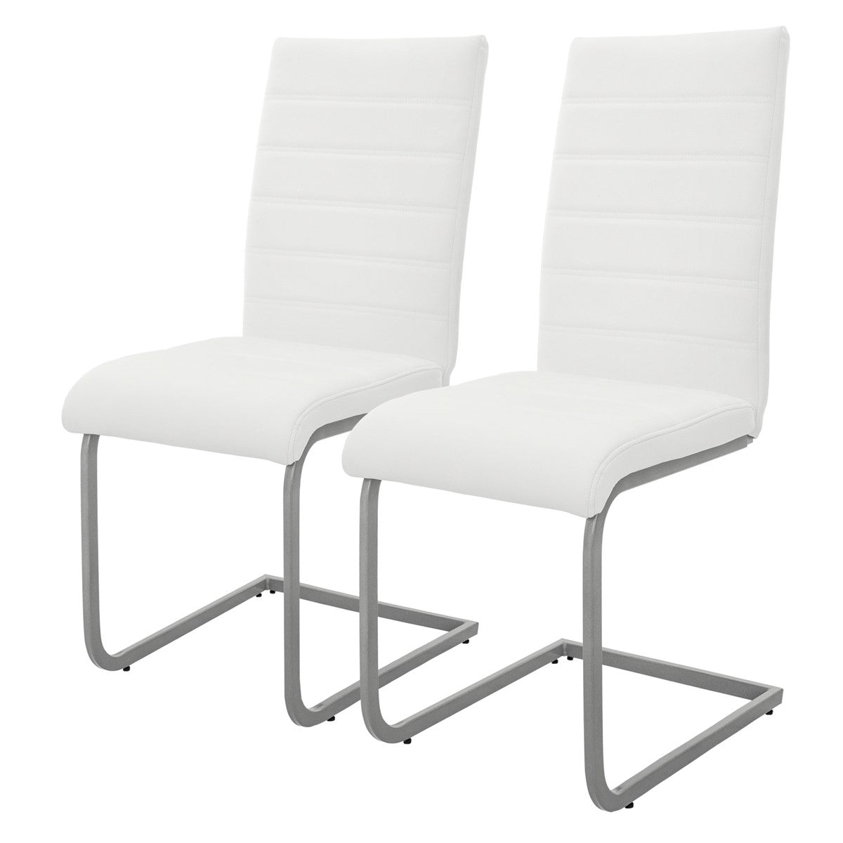 ECD Germany ML-Design chaise cantilever blanc similicuir lot de 2