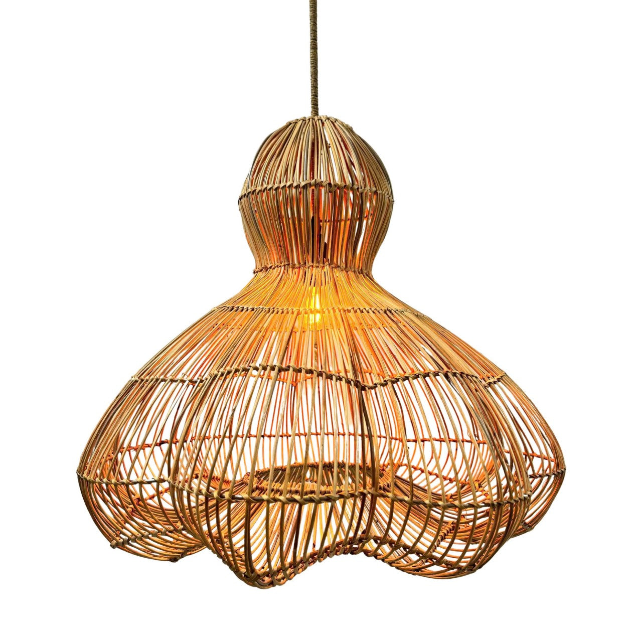 Red Deco Ronda Solar suspension solaire rotin 80 cm blanc chaud
