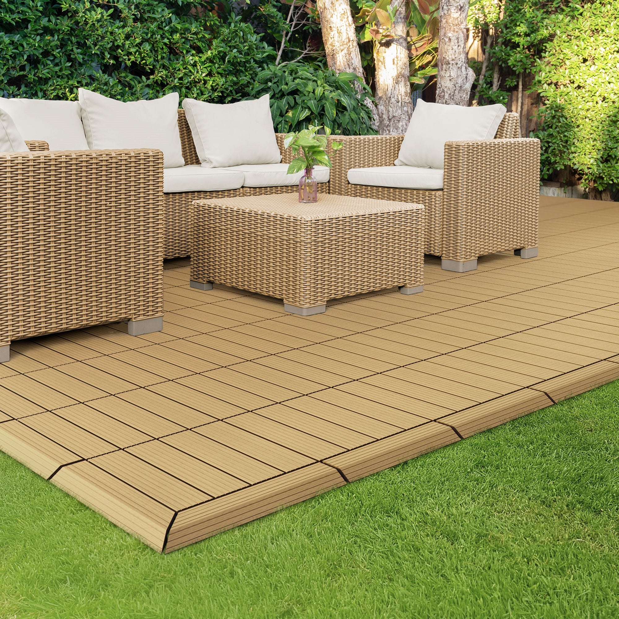 ECD Germany Garten baguette finition WPC teck droite 30 cm